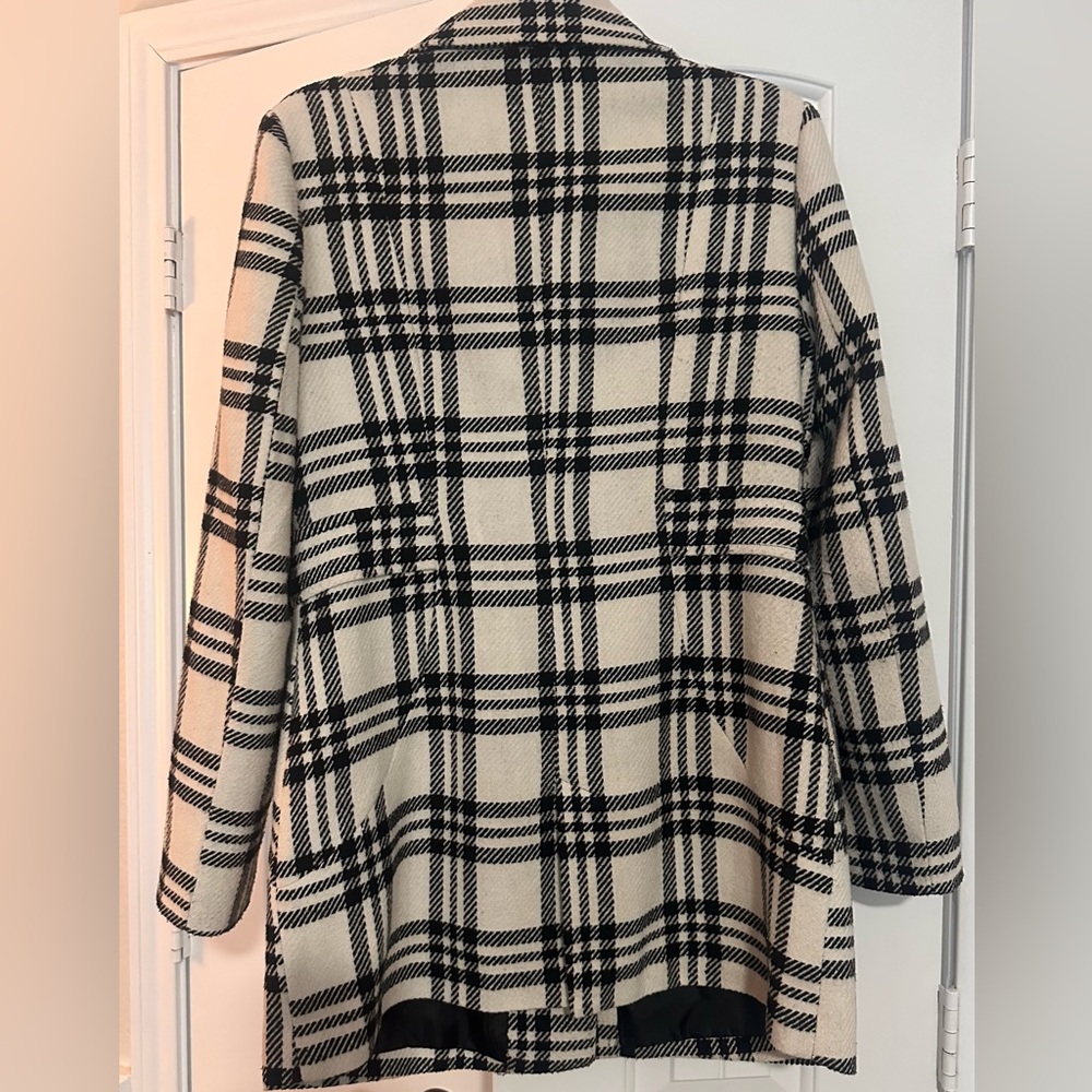 Womens Plaid Pea Coat - Picture 2 of 2